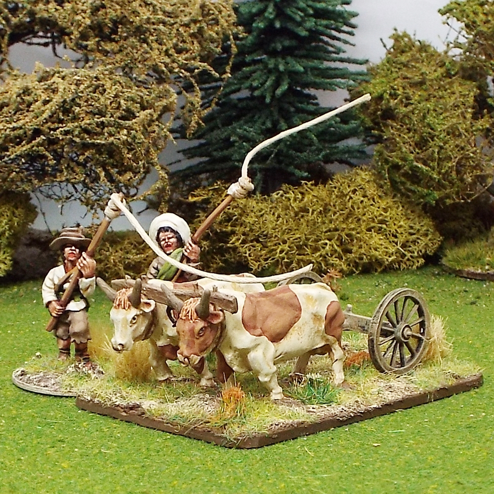Mexican Civilian Artillery Limber with 2 Oxen.