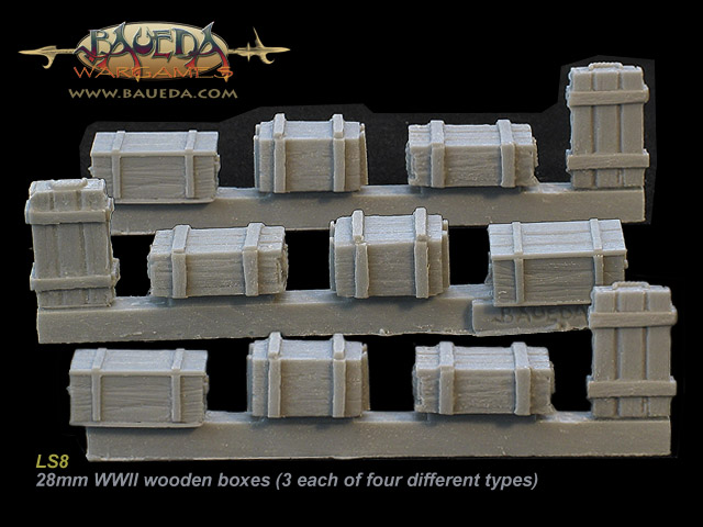 28mm Wooden Boxes/Ammo Crates [BA-LS08]