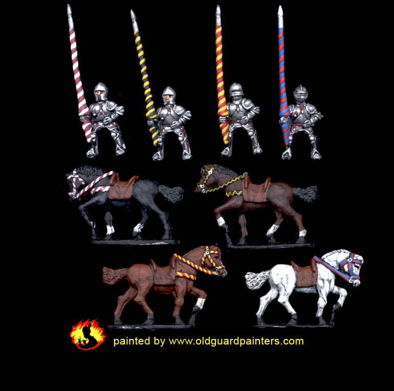WOR10a Mounted Knights, Unbarded Horses (4 Figures)