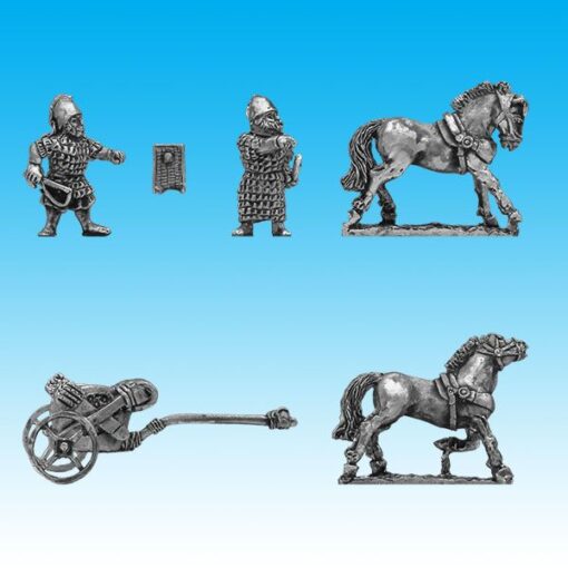 BI072 Mitanni general's two-horse chariot with armoured driver