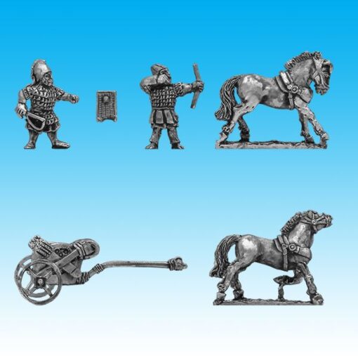 BI076 Mitanni two-horse chariot, armoured driver and light arche