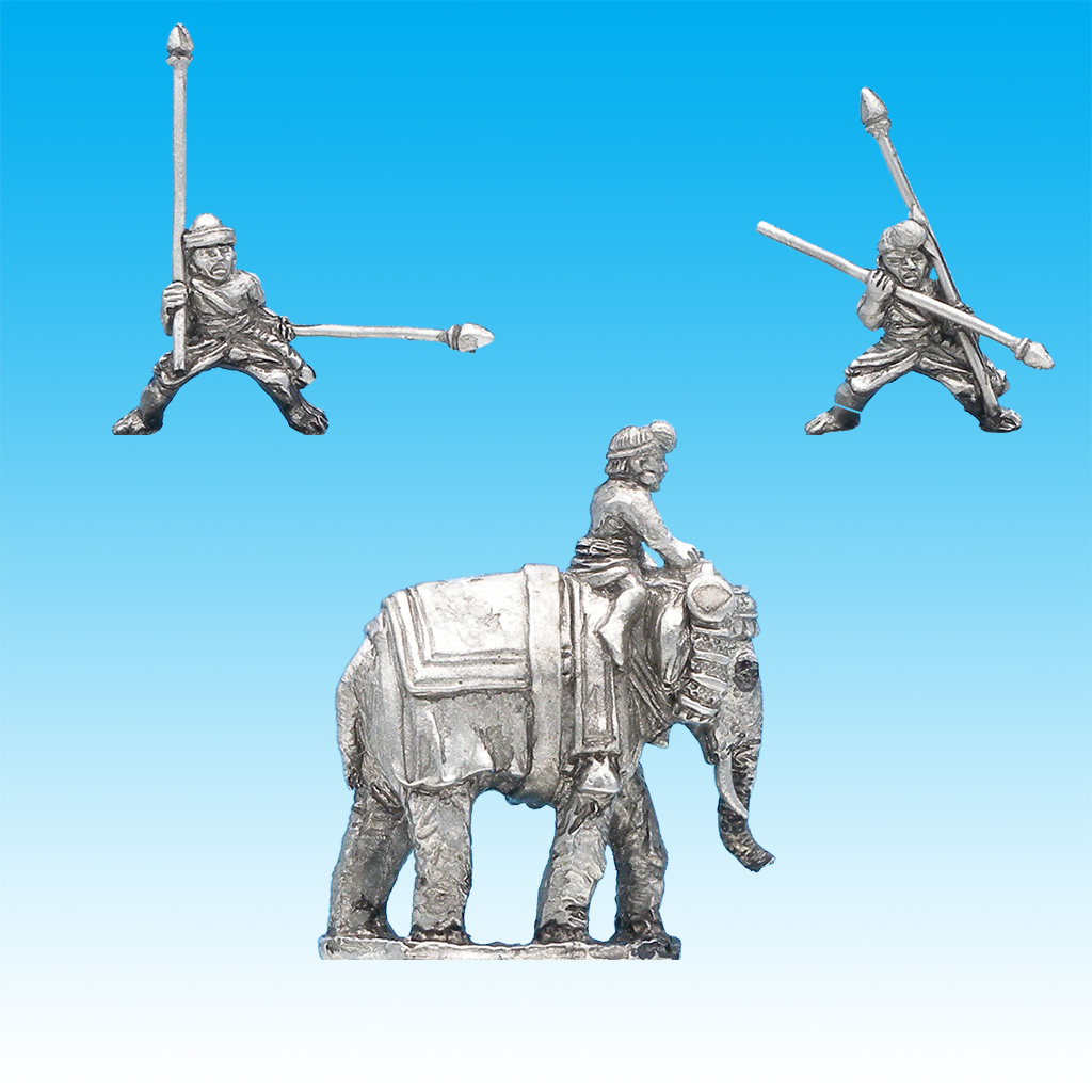 IN002 Indian elephant (two spearmen)